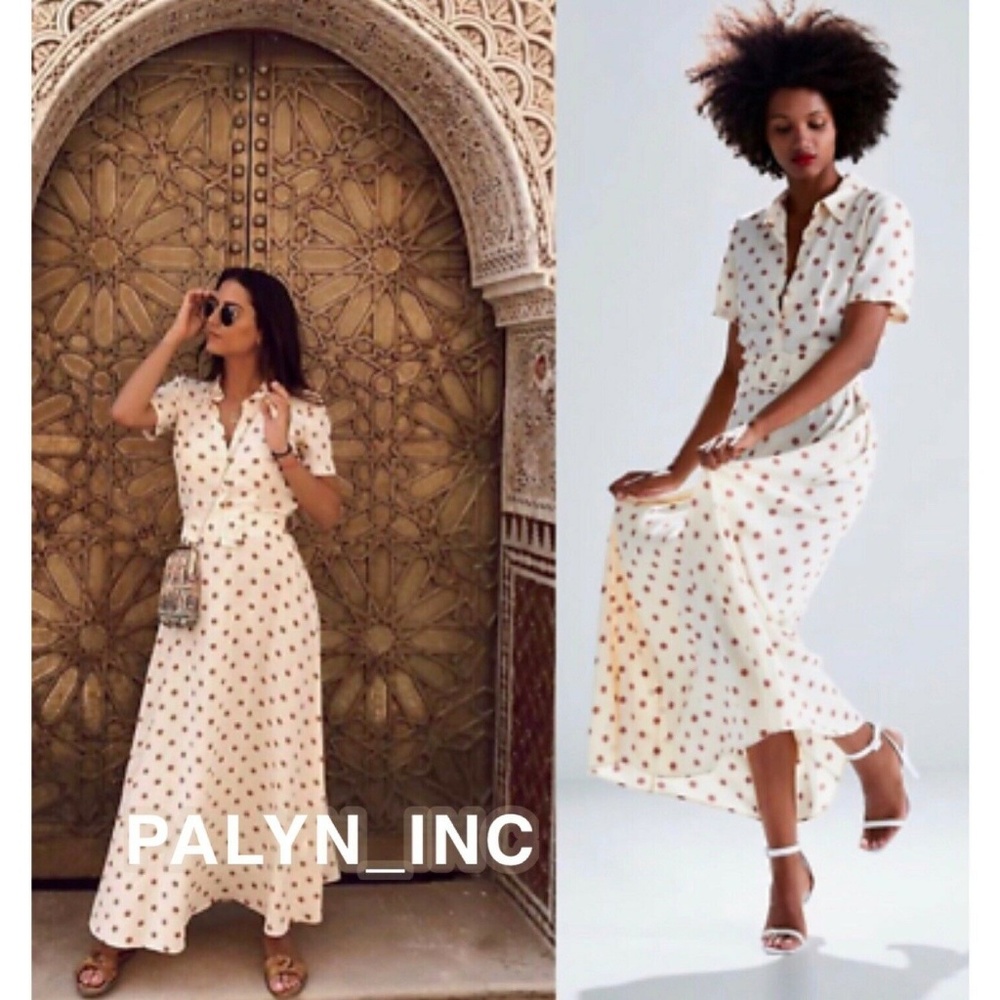 NWT ZARA LONG POLKA DOT DRESS WITH BELT - Picture 4 of 8